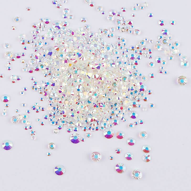 Mixed sizes Crystal AB Rhinestones Unfoiled 1440pcs