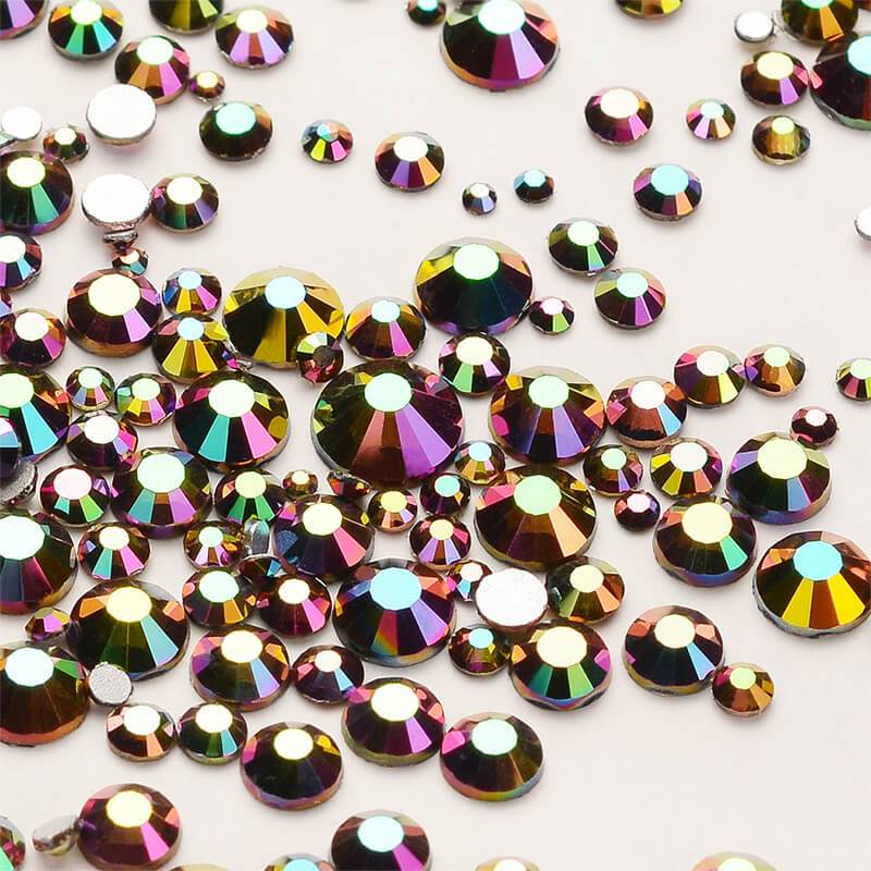 Mixed Sizes Rainbow Rose Gold Rhinestones 1440pcs