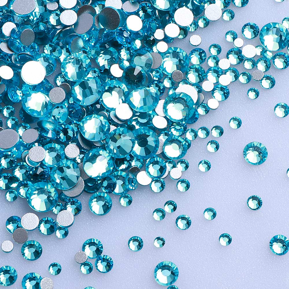 Mix Sizes Aquamarine Rhinestones 1440pcs