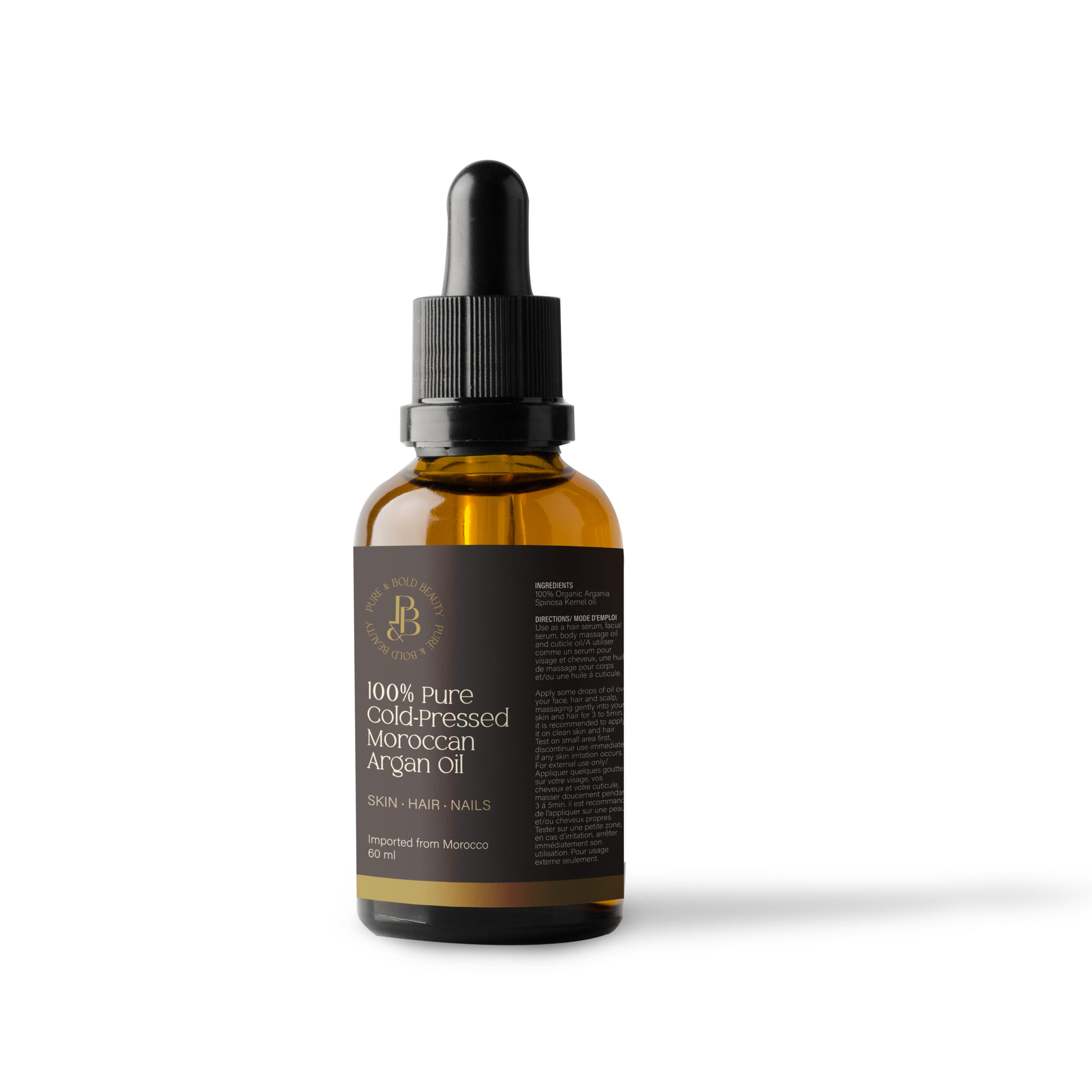Pure and Bold Beauty 100% Pure Cold-Pressed Moroccan Argan Oil 60ml