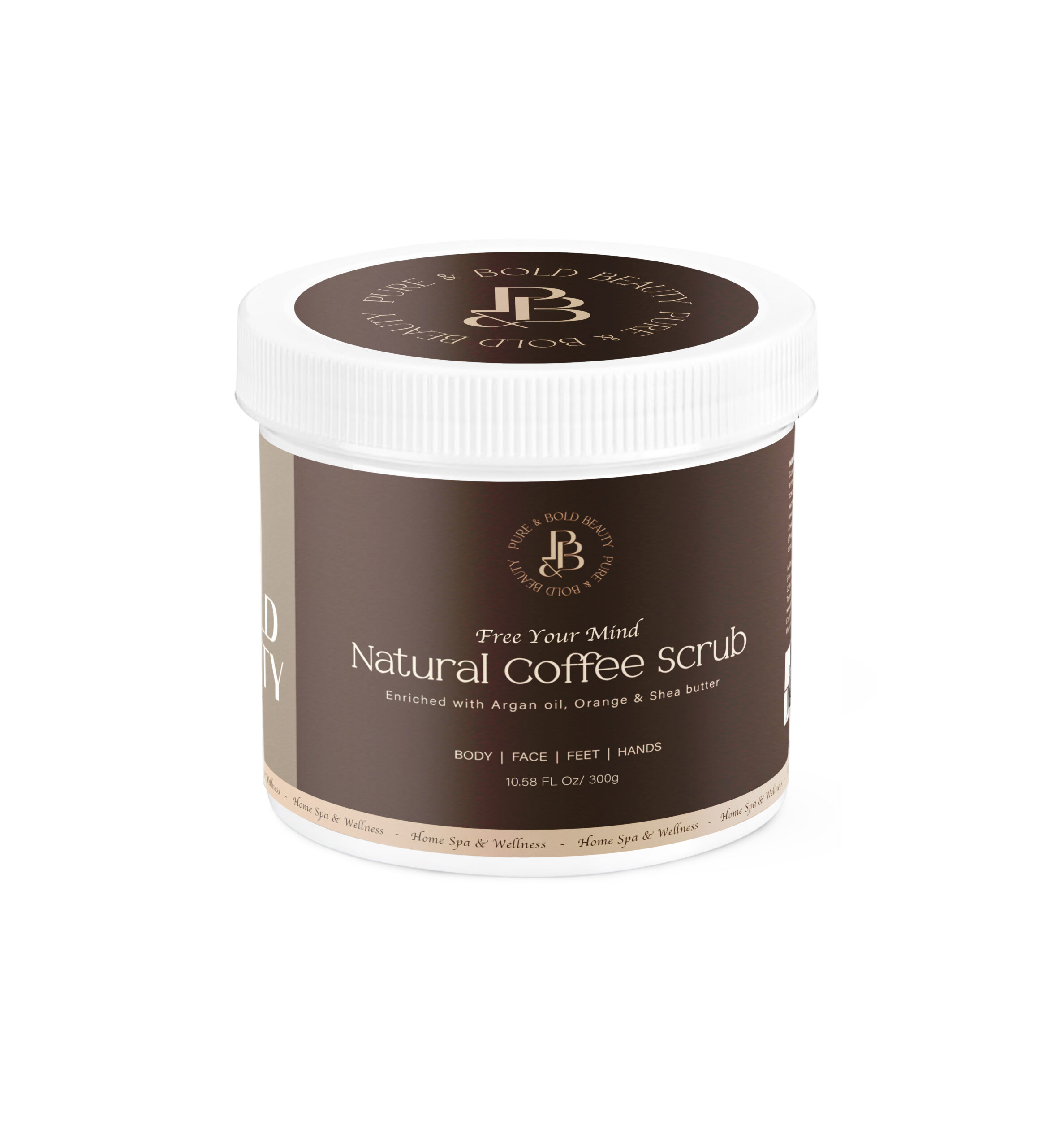 Pure and Bold Beauty Natural Coffee Scrub with Orange Essential Oil 10.5oz/300gr