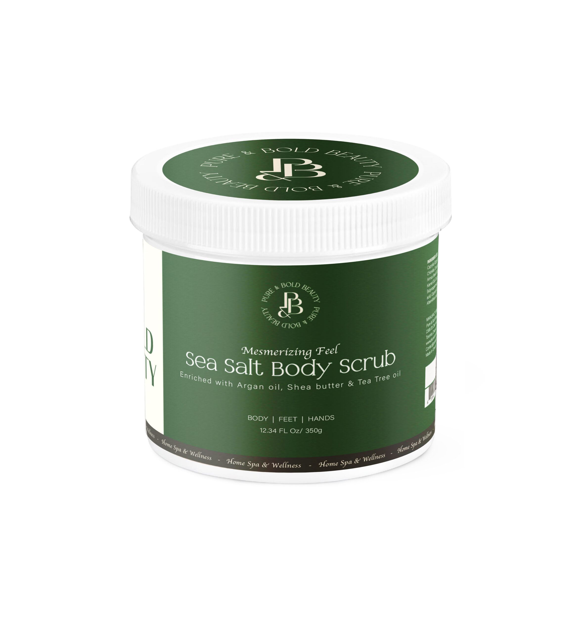 Pure and Bold Beauty Natural Salt Scrub with Tea Tree Essential Oil 12.3oz/350gr