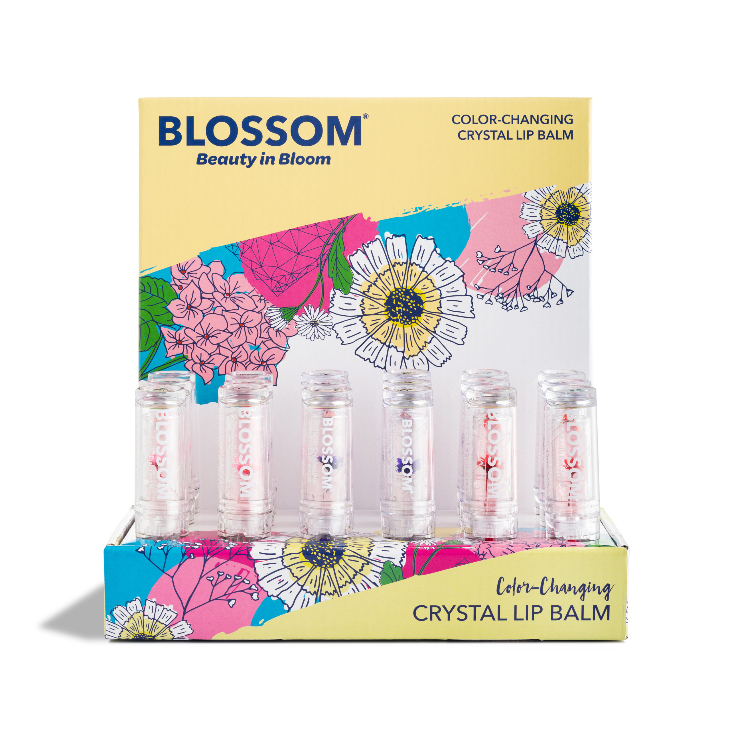 Blossom 18pc Color changing crystal Lip Balm Display